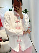高级感新中式国风立领盘扣，真丝衬衫女唐装，上衣春季桑蚕丝衬衣