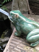 开口喷水青蛙陶瓷摆件假山盆景鱼缸水族流水青蛙造景园林水景配件