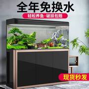 中小型鱼缸水族箱大型客厅家用鱼缸懒人，生态免换水玻璃，金鱼缸(金鱼缸)带柜