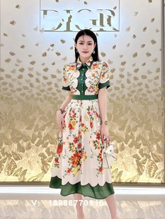 山语深圳南油女装欧美时尚小众高级感花卉定位印花连衣裙洋气