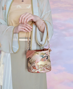 牧荑古风西阵织休闲手提女包水桶包刺绣青年汉服和服配包粉色绣花