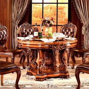 欧式实木大理石餐桌椅组合圆形饭桌子餐厅家具一桌4椅6人饭桌