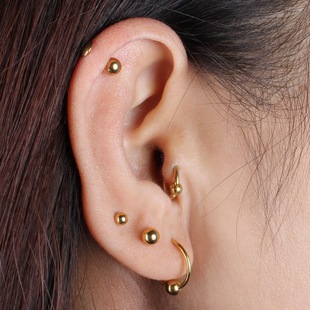 买4付3钛钢耳钉女金色豆豆耳环时尚气质日韩版饰品耳骨钉螺丝