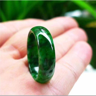 天然A级缅甸翡翠戒指干青铁龙生飘花满绿指环男女款祖母绿玉扳指