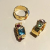 定制款美绝～ 小众品牌vintage多色复古镶嵌欧美镀金宝石戒指