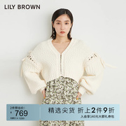 lilybrown春夏款甜美系带，短款针织开衫外套lwnd231062