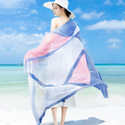 青海旅游防晒丝巾围巾女超大纱巾，夏季薄款外搭披肩沙滩巾海边沙漠
