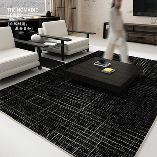 地毯客厅轻奢高级沙发茶几毯免洗可擦家用地垫黑色垫子防水防污