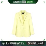 香港直邮PINKO品高 2022春夏女士黄色一粒扣休闲直筒长袖西装外套