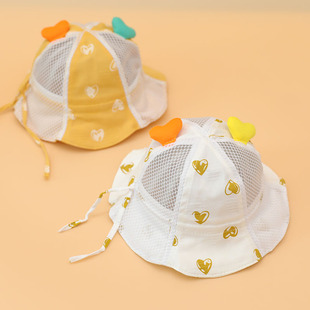 3-24个月可调节婴儿帽子春秋，薄款纯棉盆帽春夏遮阳男女宝宝渔夫帽