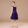 女童深紫色亮片钢琴礼服，演奏服公主，裙短款儿童圆领闪亮演出服夏季