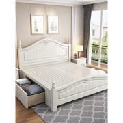实木床1.8米主卧室现代简约双人韩式储物田园白色1.5欧式公主婚床