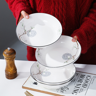家用菜盘盘子套装6个菜盘方盘组合创意餐具蒸鱼盘陶瓷饭盘汤碟子(汤碟子)