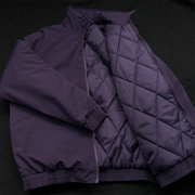 紫色短款棉服高级感男士春季外套男款深紫色棉衣美式飞行员夹克男