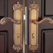 欧式室内卧室门锁三件套对开门锁双开大门锁木，门锁把手静音门锁