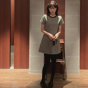 韩国直邮2023年冬装cherrykoko优雅气质，小香风收腰显瘦短袖连衣裙