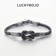 LUCKYMOJO土耳其复古纯银手链男女款情侣定情信物一对小众银手绳