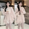 两件套新中式中国风重工刺绣喇叭袖衬衫女春夏季短裙三件套装