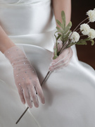 WG059新娘婚纱手套 简约白色短款闪钻婚纱礼服晚宴派对结婚薄