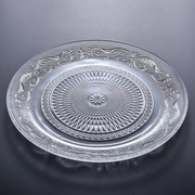 玻璃盘子餐具家用透明钢化创意酒吧，水果盘圆形欧式玻璃杯托盘