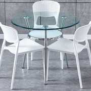 钢化玻璃餐桌家用玻璃圆桌洽谈桌椅组合玻璃桌会客桌洽谈桌小圆桌