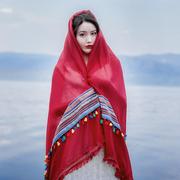 丝巾女西藏沙漠度假防晒
