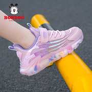 巴布豆女童运动鞋2024夏季镂空单网透气大网眼，儿童女孩跑步鞋