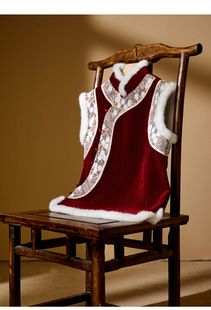 红色旗袍马甲日常女秋冬季蕾丝上衣外套外搭马甲过年新年战袍