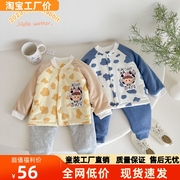 安阳童装玥儿兔婴儿薄棉衣套装全棉儿童保暖衣服两件套秋质感时髦