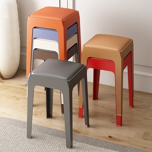 塑料凳子家用加厚客厅餐桌高板凳(高板凳，)时尚方凳现代简约北欧轻奢胶椅子