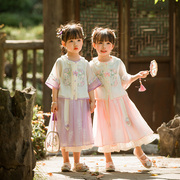 萌乎汉服女童改良明制汉服女宝宝古装姐妹套装儿童中国风夏季