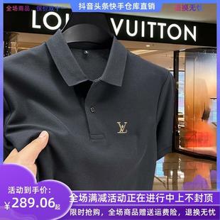 芳华仁和服装店欧洲站，法国轻奢万针刺绣男士纯棉，短袖t恤翻领polo