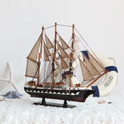 销50CM木质帆船模型 地中海风格家居装饰摆件 工艺船