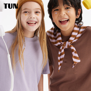 特特噜噜糖果色儿童短袖t恤夏季女童纯色圆领宽松舒适中大童上衣