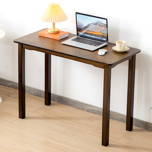 北欧胡桃色电脑桌台式书桌学习写字桌长方形楠竹窄桌子家用小户型