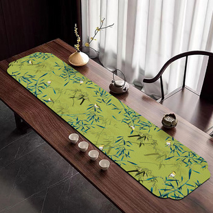 新中式桌旗吸水硅藻泥茶垫古风茶巾禅意餐桌，垫桌旗长方形防尘垫子