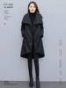 名媛范气质高端欧洲站女装黑色大翻领气质羽绒服冬装时尚保暖外套