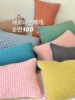 韩式纯棉砂洗染色直条绗缝夹棉枕套北欧民宿纯色，家用单人枕头套