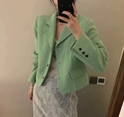 韩国东大门订单24春季法式气质小香风西装，外套翻领单排扣长袖