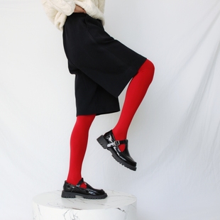 大红色连裤袜中国红西瓜玛瑙，红色打底袜春秋款，结婚丝袜多巴胺穿搭