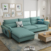 北欧客厅沙发现代简约小户型转角布艺组合可拆洗乳胶沙发实木家具