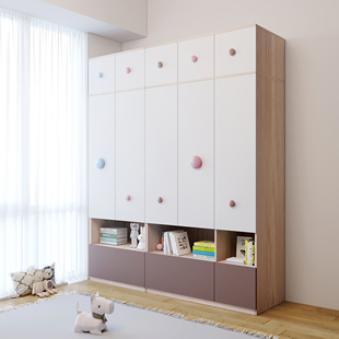 可比熊实木儿童衣柜定制卧室，家用简易组装衣橱组合收纳柜宝宝现代