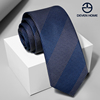 藏青色波点领带男正装商务，7cm深蓝色圆点领带时尚休闲手打窄