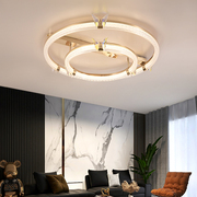 轻奢客厅吸顶灯创意设计后现代香槟金房间led灯具水波纹卧室主灯