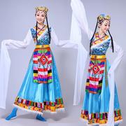藏族舞蹈演出服装女少数民族服装舞台装西藏表演服成人水袖