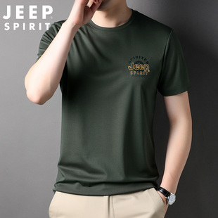 jeep短袖t恤男夏季薄款运动休闲半袖圆领宽松大码纯色体恤打底衫