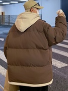 美式假两件棉衣男生冬季外套，2023加厚棉服潮牌高级感冬装袄子
