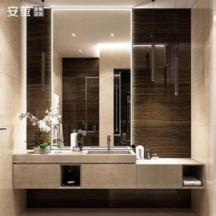 岩板一体盆浴室柜卫生间定制创意，洗漱台现代简约洗手脸面水池组合