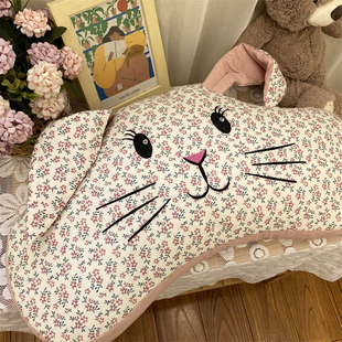 ins可爱小兔荞麦枕全棉兔子，耳朵刺绣枕头沙发午睡枕卧室小抱枕