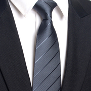 西装职业8cm深浅灰拉链，士条纹纯色领带男商务，潮手工免打结简便式